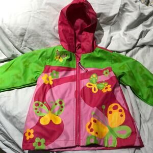 Stephen Joseph 2t hot pink butterfly rain jacket